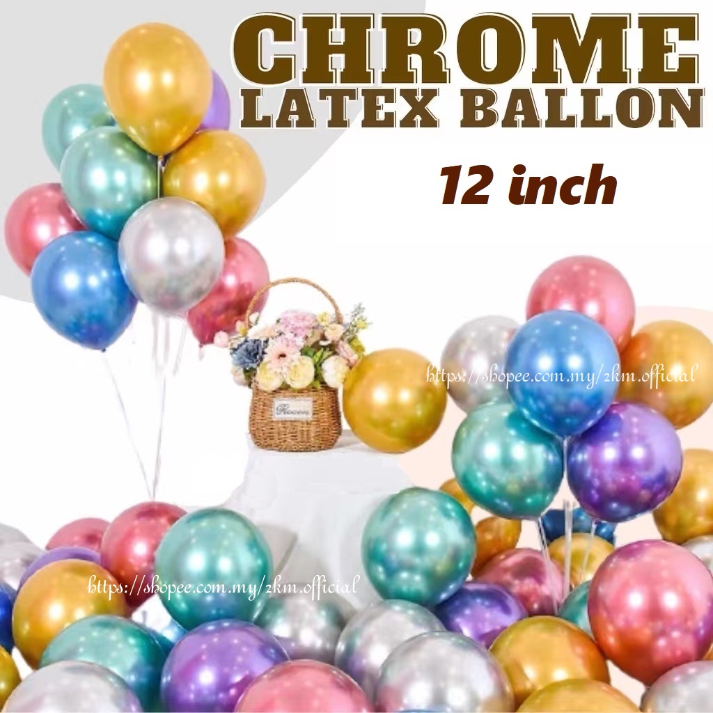 (10PCS) 12inch METALLIC BALLOON 12'' balloons Happy Birthday Party ...