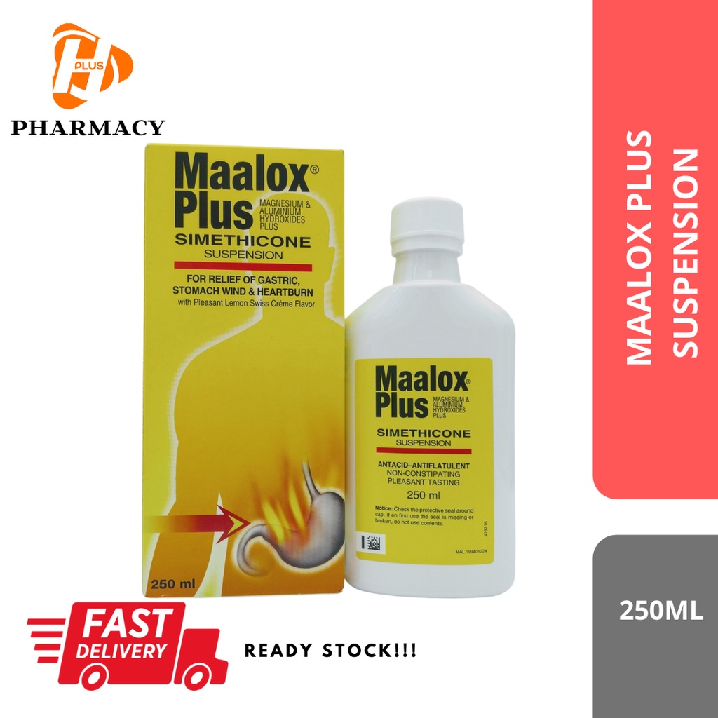 MAALOX PLUS SUSPENSION 250ml (For Relief of Gastric, Stomach Wind