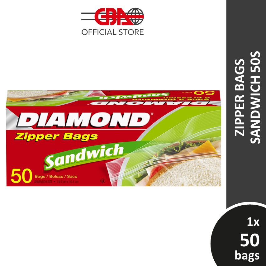 Diamond Zipper Sandwich Bags 50