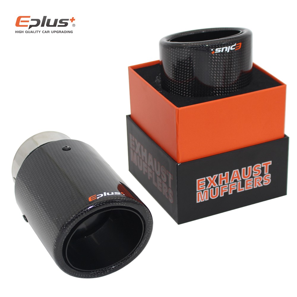 Eplus Car Gloss Carbon Fiber Muffler Tip Exhaust System Universal