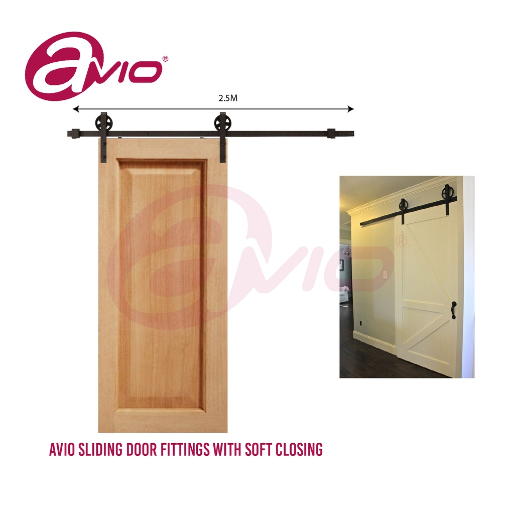 Avio Sliding Door Fittings with Soft Closing 2.5M Sliding Rail Barn