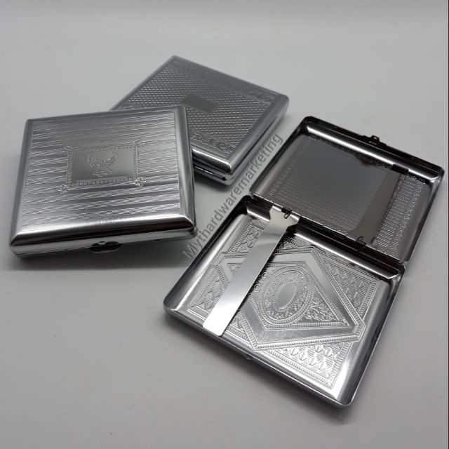 cigarette case shopee Classic Metal Silver Color Double Sided Case Holds 20