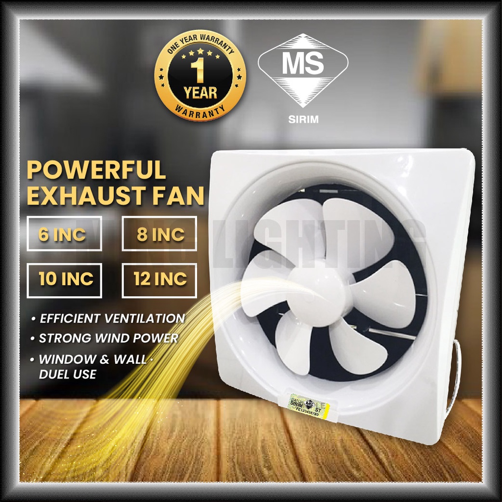 (Sirim) 6" 8" 10" 12" Wall Exhaust Fan Ventilation Fans Ekzos Air