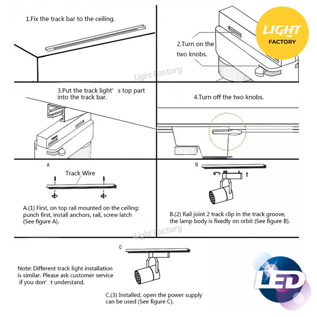 [2 Set] High Quality Led Track Light Cob 12w With 1 Meter Track Rail 