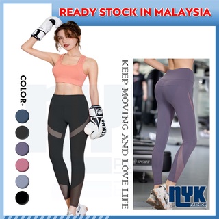 Fashion (Blue)Women Leggings Pants Mesh Patchwork Fitness Sports