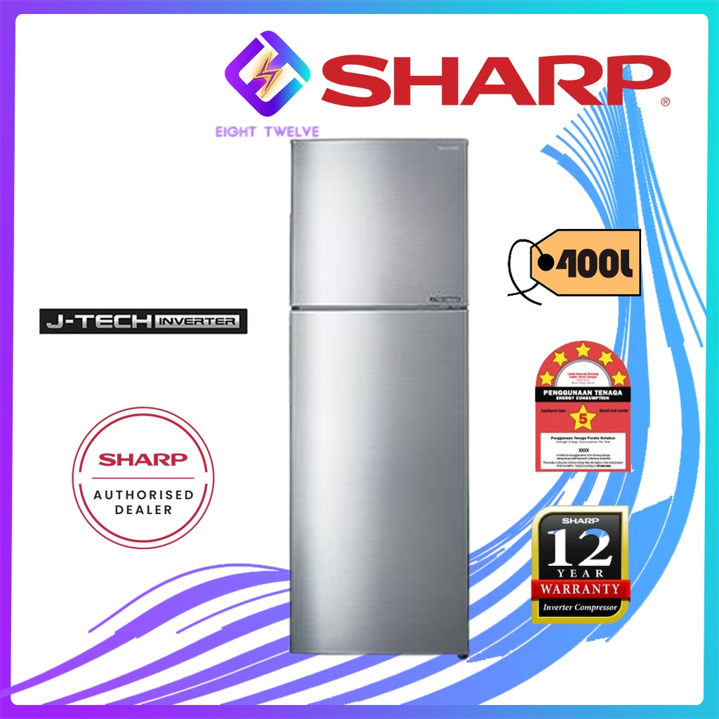 Sharp 2 door fridge inverter SJ366MSS/SJ406MSS 360L/400L | Shopee Malaysia