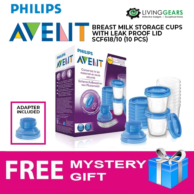 Philips AVENT Breast Milk Storage Cups And Lids, 10 6oz Containers,  SCF618/10