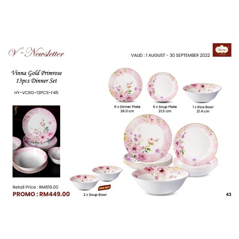 Set Pinggan vantage 13 pcs...harga offer Ogos | Shopee Malaysia