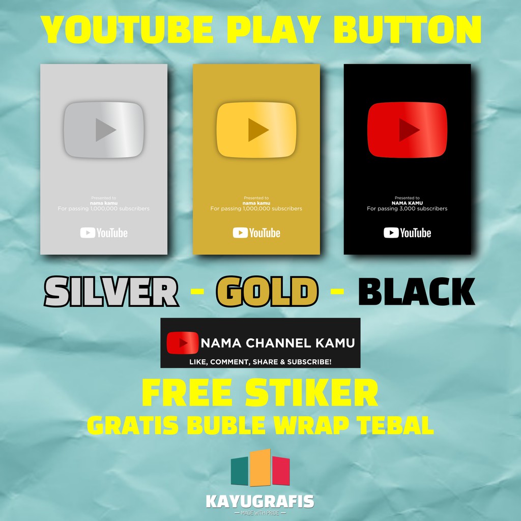Youtube Play Button Wall Decoration FREE STICKER Frame Photo Frame Wall ...