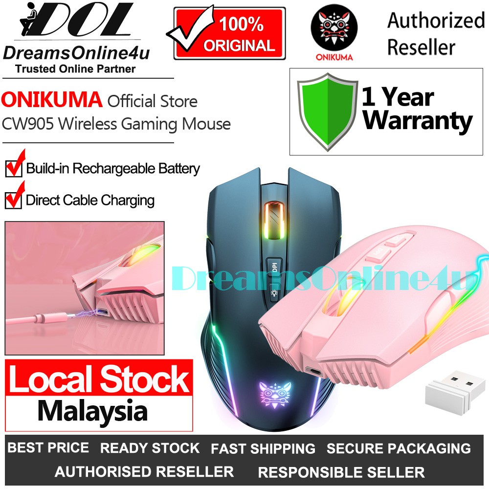 Onikuma CW905 Professional RGB Wireless Gaming Mouse Build-in ...