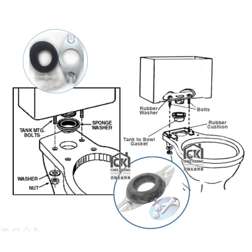 0mm Cistern Toilet Tank Bowl Coupling Plate Rubber Set Bracket Fixing Cistern Close Coupled Kit with Sponge