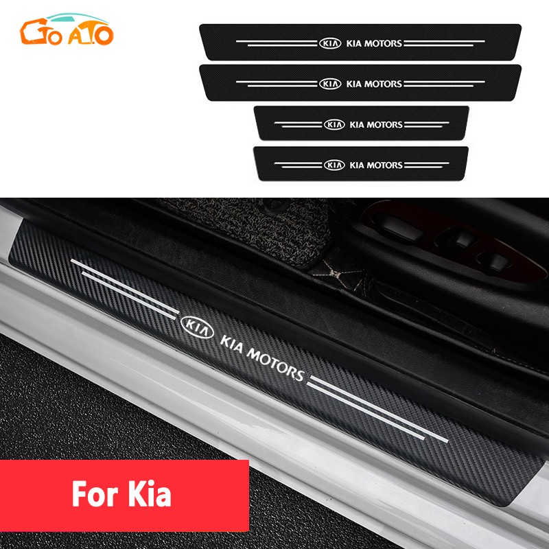 GTIOATO 4PCS Car Door Sill Protector Carbon Fiber Auto Threshold