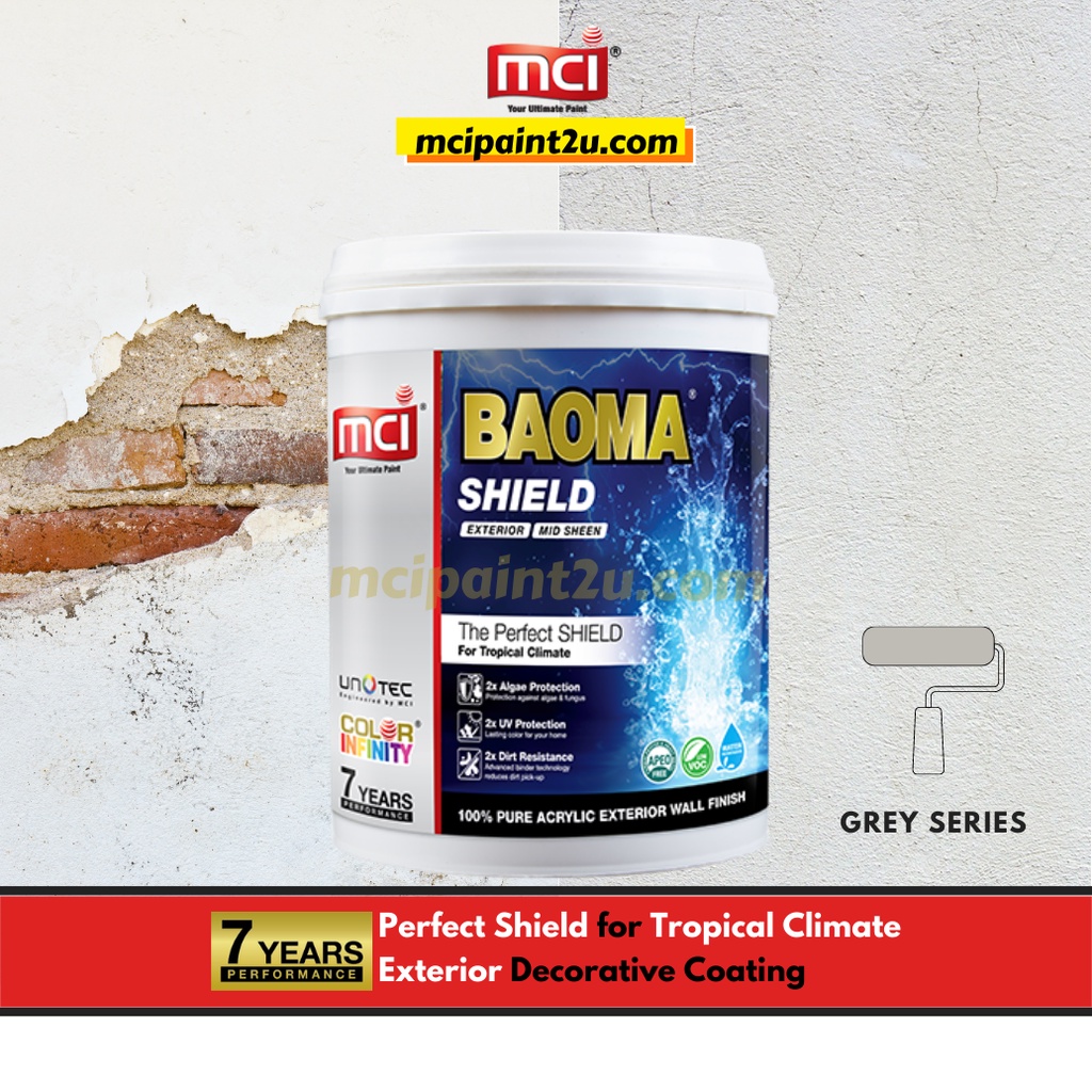 MCI Paint Baoma Shield [5L] Grey/ Kelabu Exterior Wall Paint/Cat