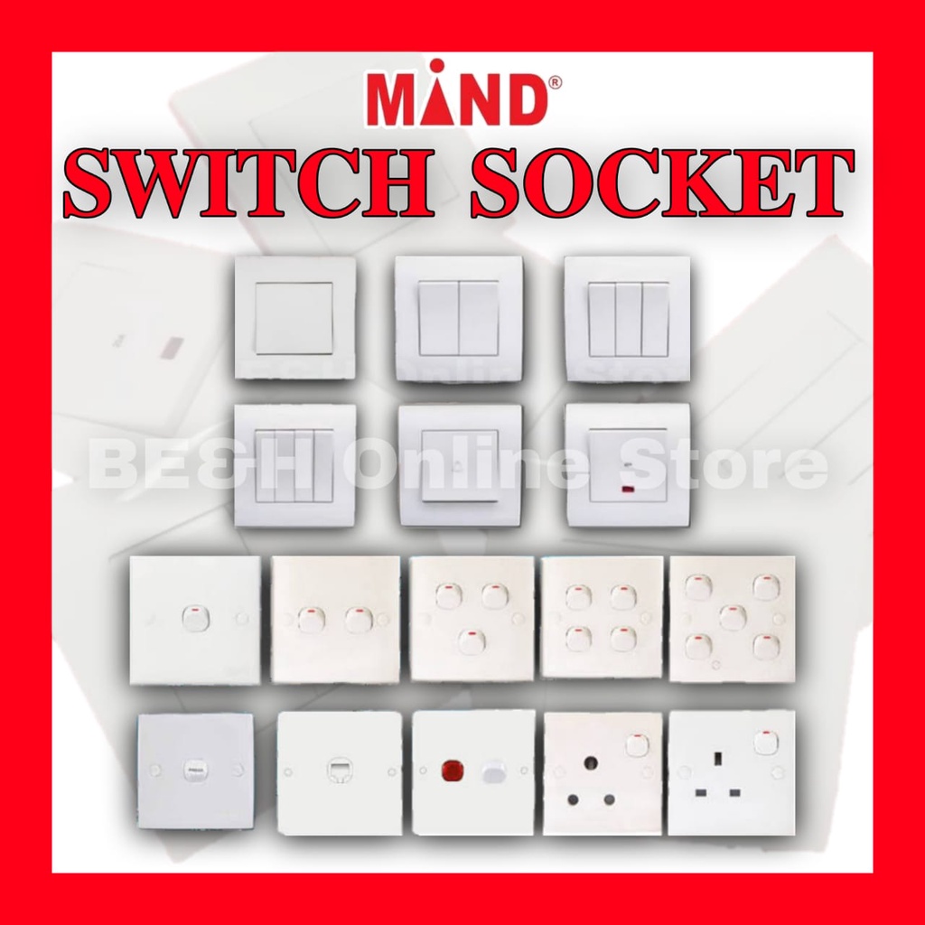 Mind Switch Socket 13A 15A 1G1W 2G1W 3G1W 4G1W 5G1W HEATER AIRCOND ...