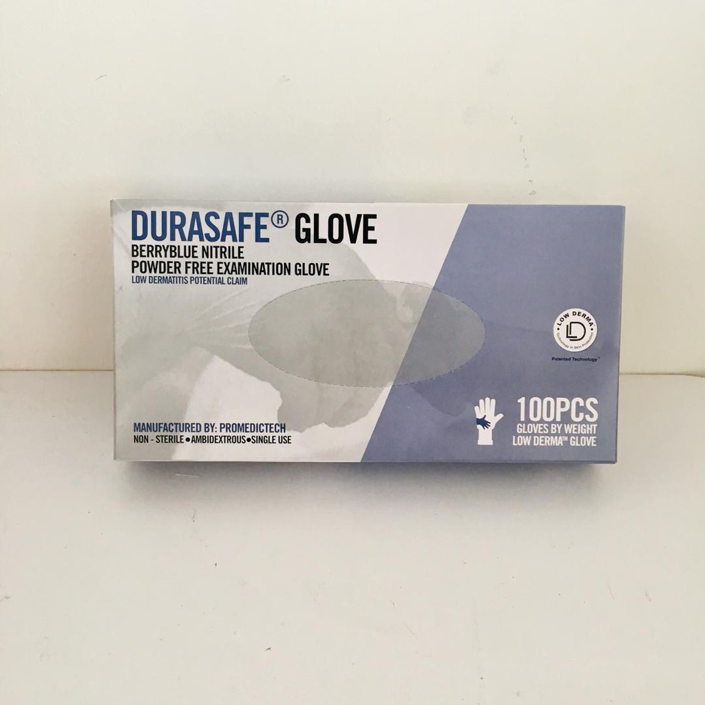 DURASAFE BERRYBLUE NITRILE POWDER FREE EXAMINATION GLOVE 100pcs (LOW