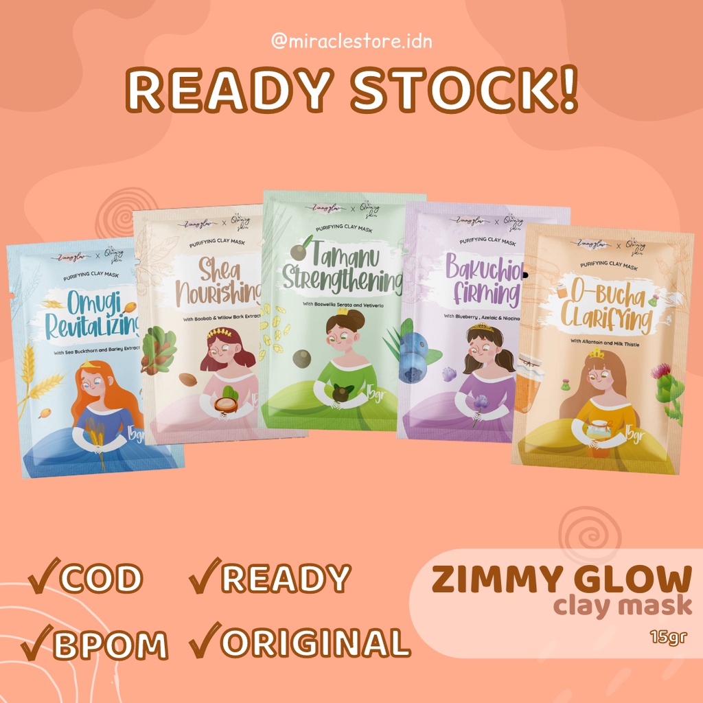 Face MASK BY ZIMMY GLOW CLAY MASK BPOM APPROVED WASH OFF MASK ZIMMY