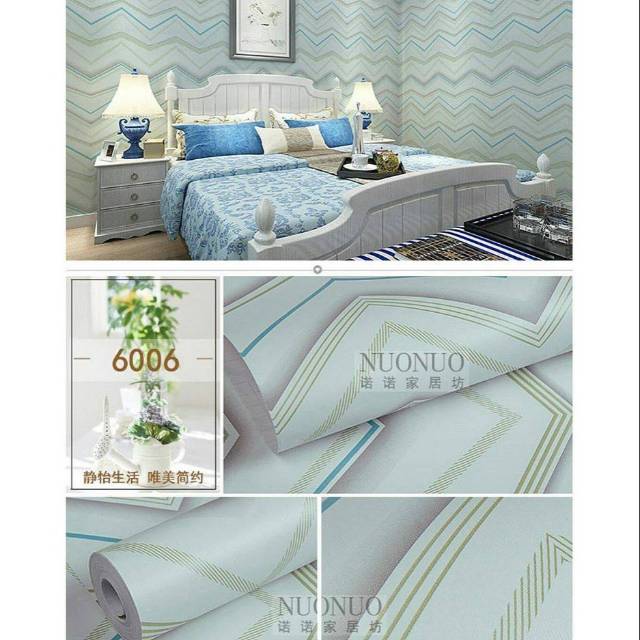 Wallpaper Sticker uk 45cmx10m Code no. 6006 zigzag Blue Shopee Malaysia