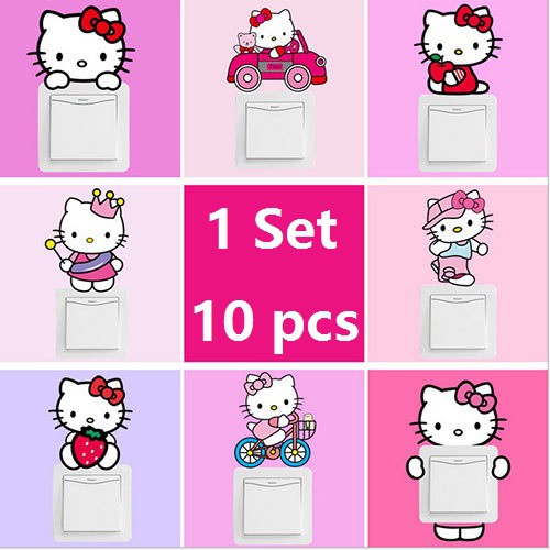 HH156 Hello Kitty Switch Sticker 10 pcs Set Wall Sticker Decor Decal