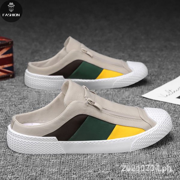 Ready Stock Fashion Half slippers Men's Summer Thin Breathable Canvas ...