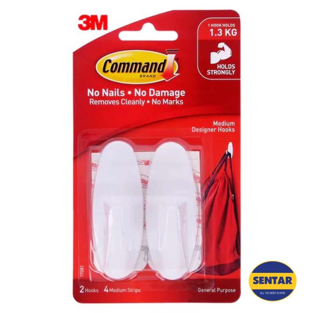 3M Command Hook 17081 Compound TM SMALL Design HOOK 2 Pcs Shopee Malaysia