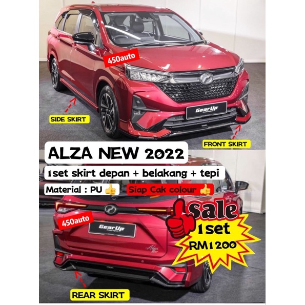 Perodua Alza 2022 FRONT BUMPER SKIRT LIP / REAR SKIRT / SIDE SKIRT ...