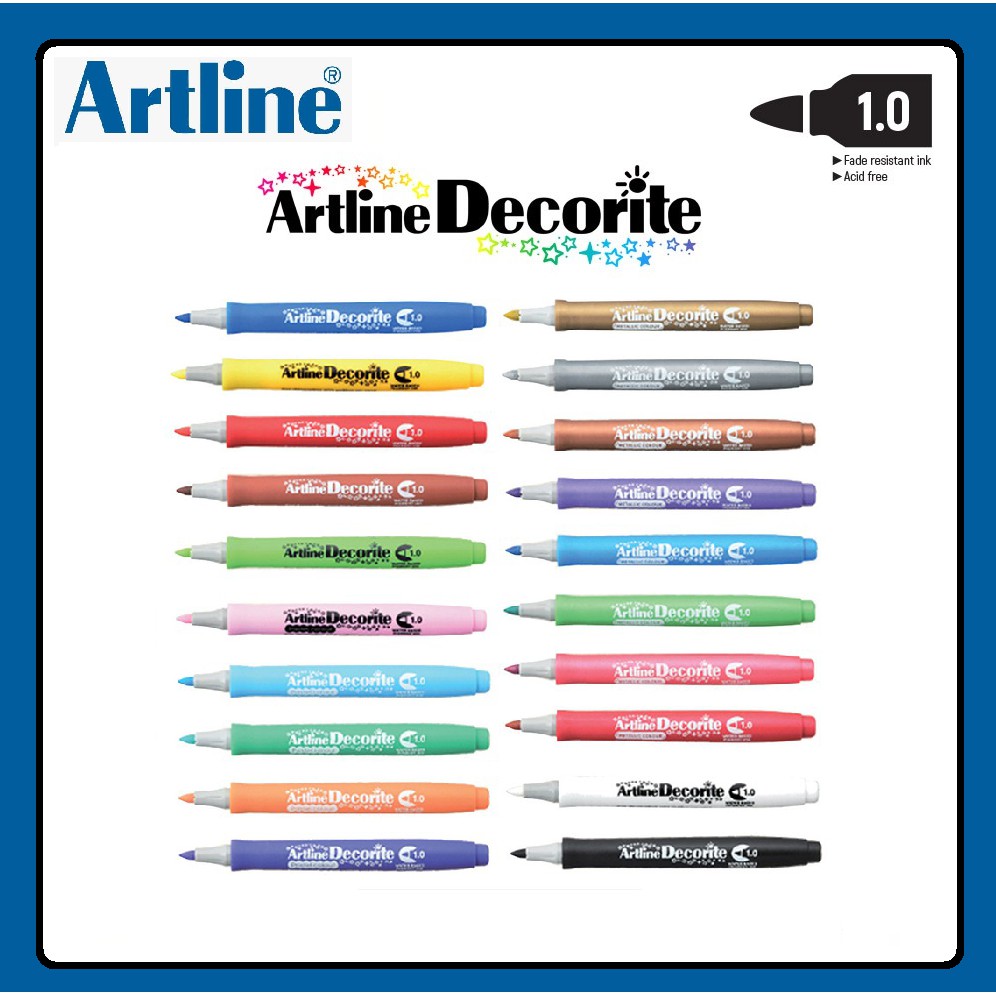 Marcatore Artline 94004 Decorite Punta Tonda 1.0 Mm - Inchiostro Pigmentato A Base Acqua, Per Molte Superfici