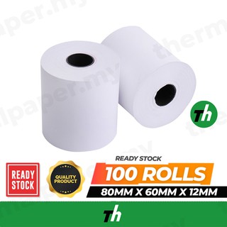 80mm x 60mm x 12mm (100 Roll/Box) Thermal Receipt Paper Roll/Resit ...