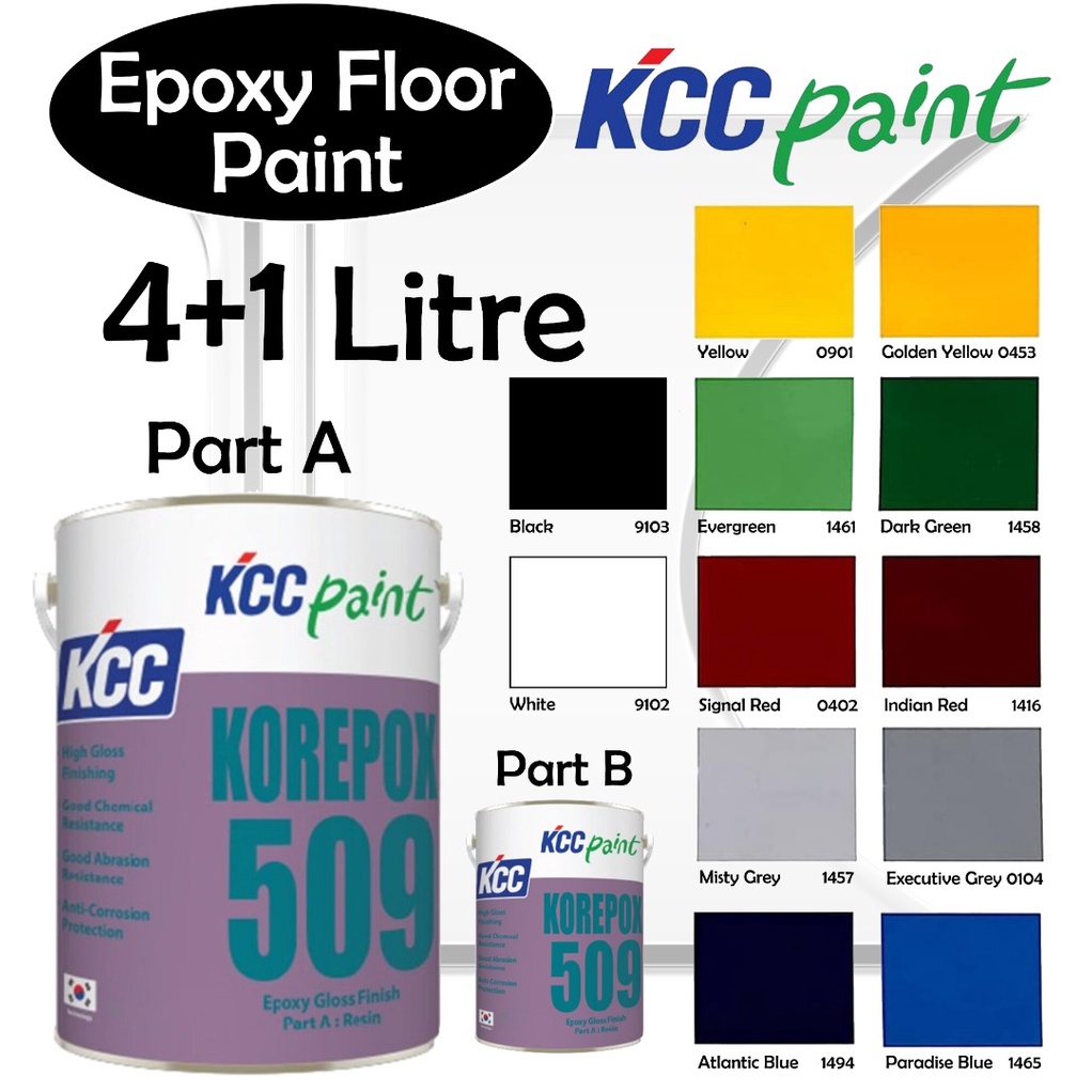 KCC 509 Korepox Epoxy Floor Paint Coating 4L+1L 5L Interior Floor Paint