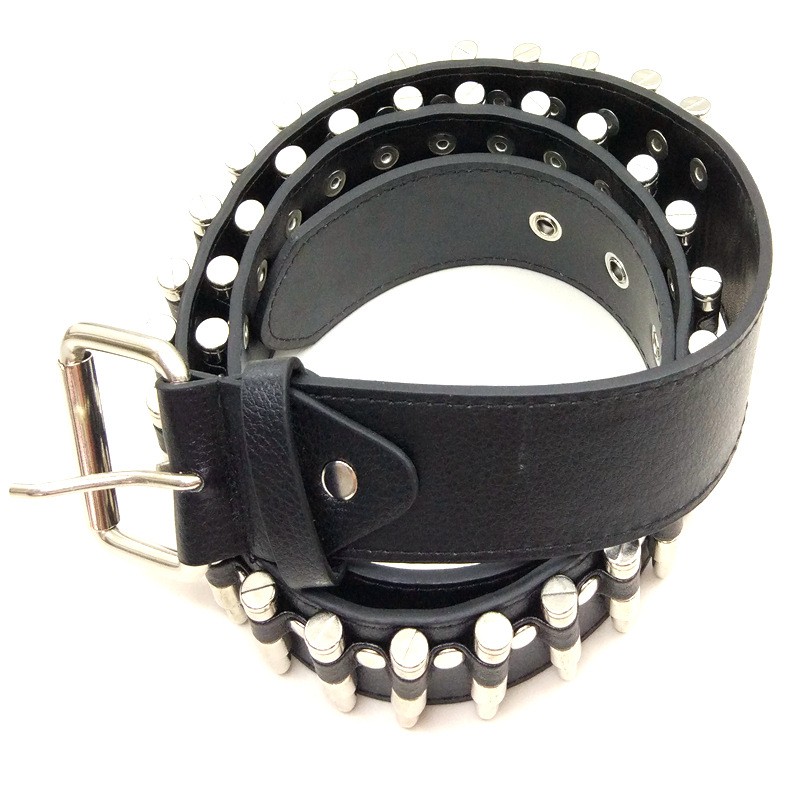 2024 NEW Punk Rivet Metal Bullet Style Fashion Belt for Men and Women Black Cool Boys Hip Hop Locomotive Motorcycle Belts Shopee Malaysia