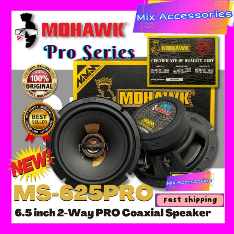 MOHAWK MS- 625 PRO SERIES 6.5 inch 2-way PRO COAXIAL SPEAKER 100% ...