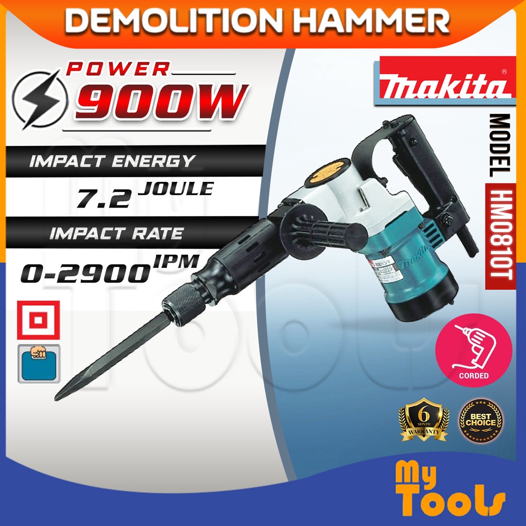 Makita HM0810T 900W Demolition Hammer Concrete Drill 6 Month Warranty