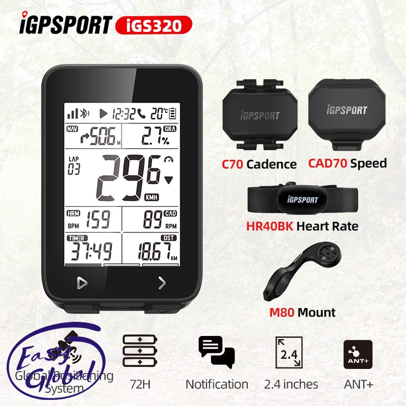 iGPSPORT iGS320 Cycling Computer IPX7 Blu5.0 ANT+ GPS 72HBattery Life