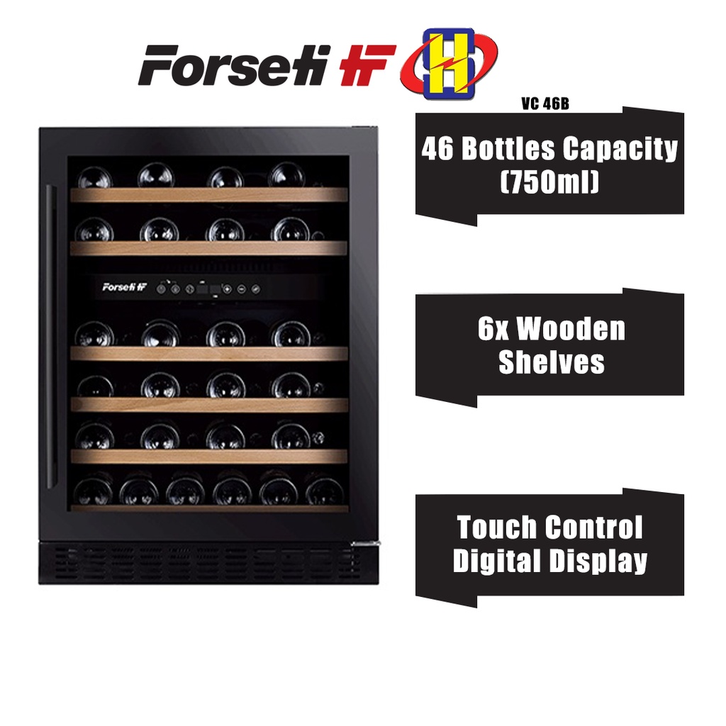 Forseti Wine Chiller (46Bottles) Wooden Shelves Slotin/Freestanding