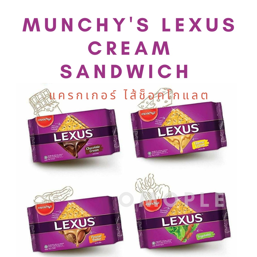 Munchys Lexus Cream Sandwich Chocolate Filled Crackers Inside