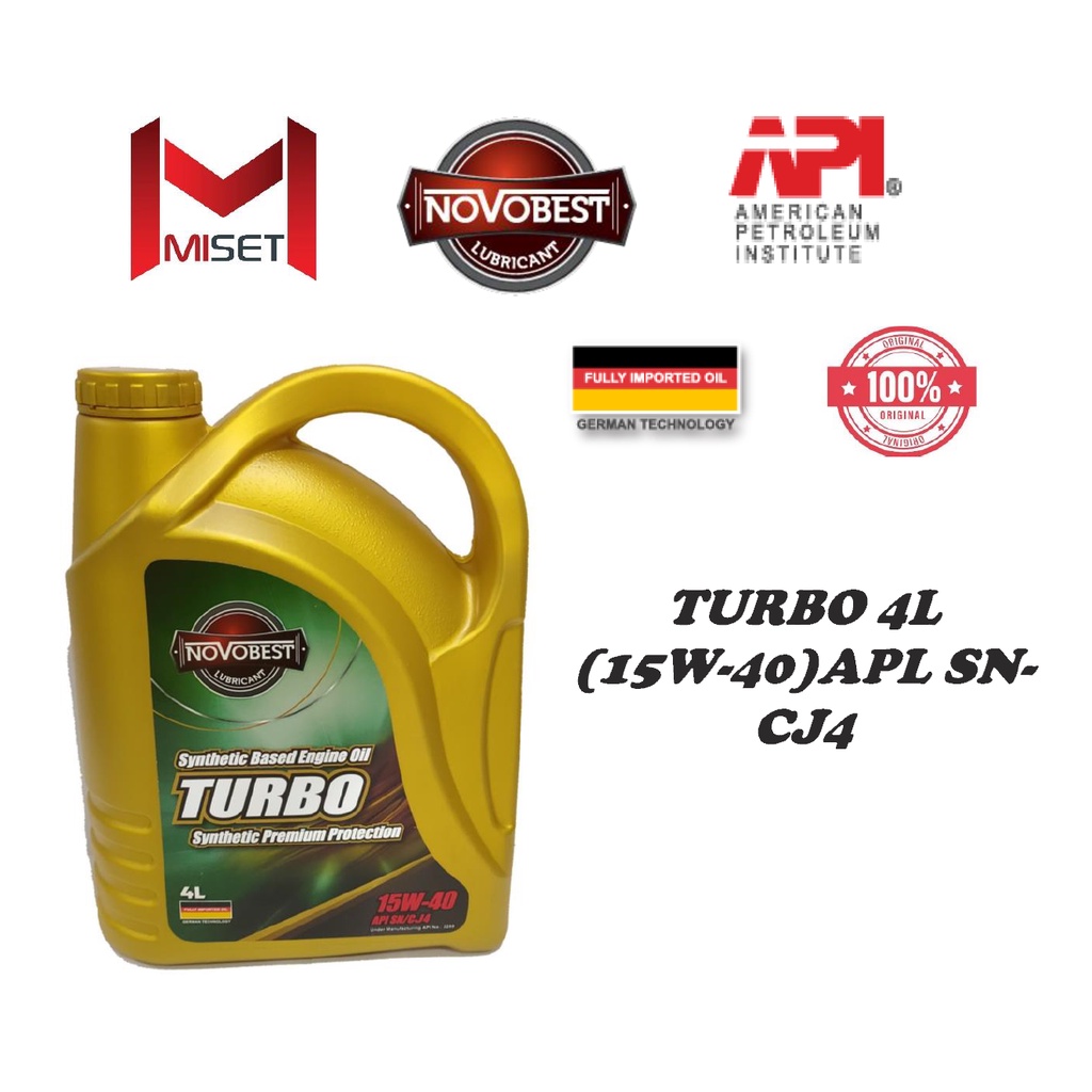 NOVOBEST ENGINE OIL TURBO 4L (15W40) APL SNCJ4 (Petrol & Diesel) (5