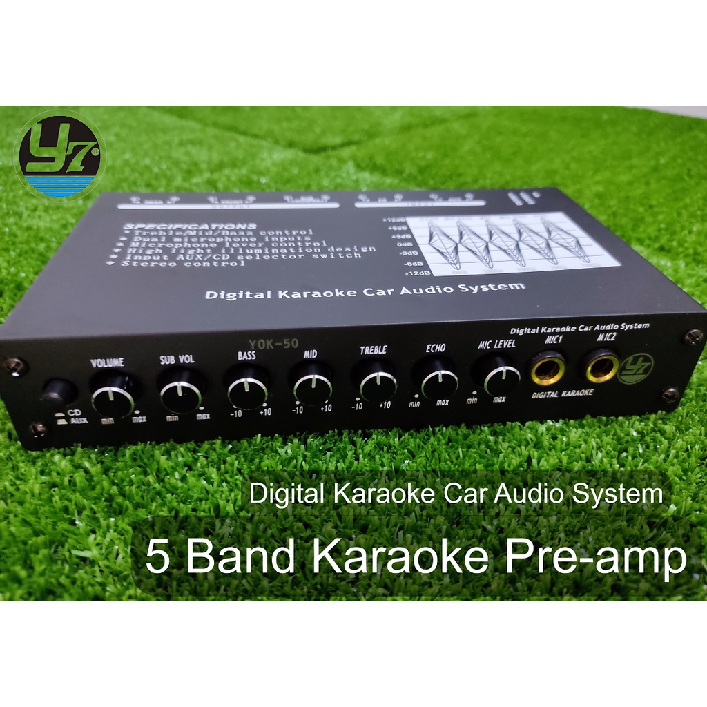 Y7 PreAmp Parametric Preamp with Subwoofer Output Digital Karaoke Car