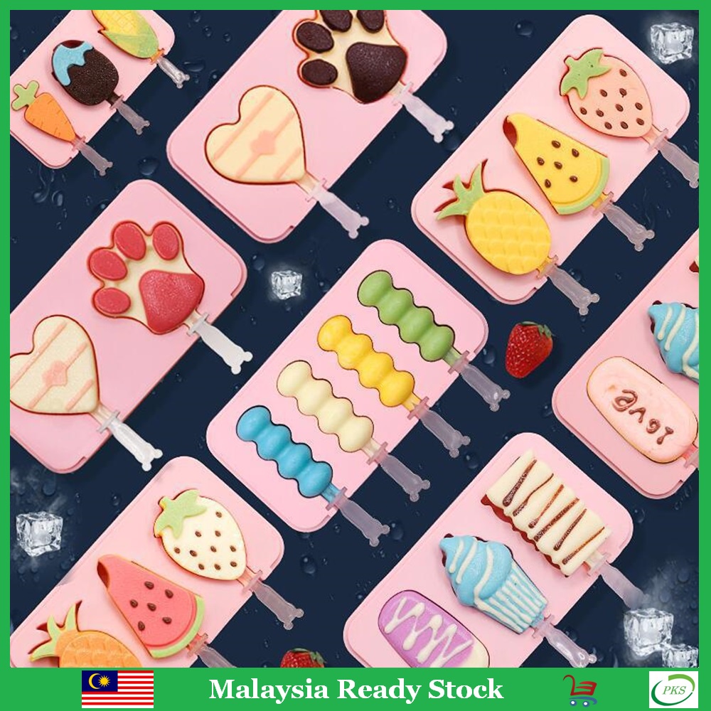 Silicone Ice Cream Mold Popsicle Molds With Cover Diy Homemade Cartoon Ice Cream Popsicle Ice