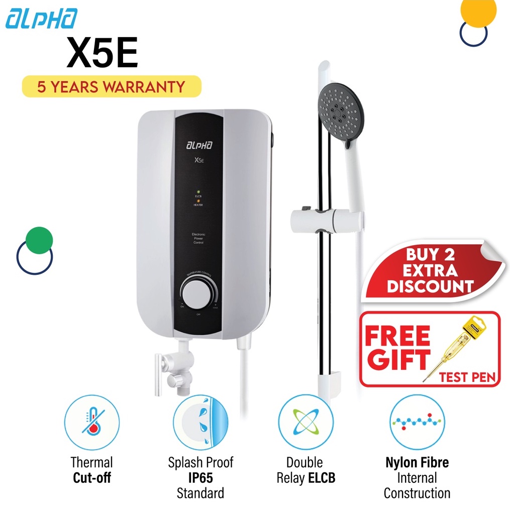 Alpha Water Heater X5E (No Pump) + FREE GIFT Shopee Malaysia
