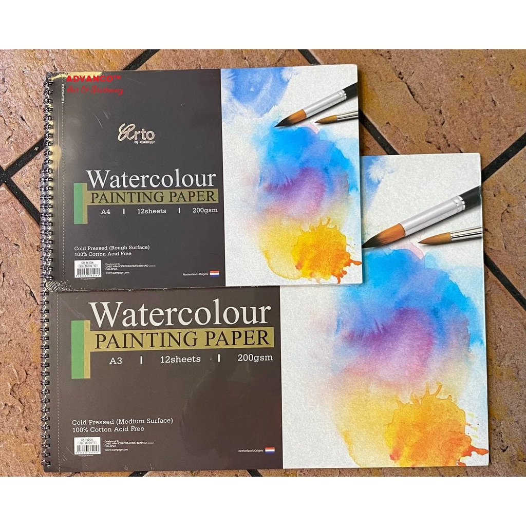 ARTO BY CAMPAP WIRE-O WATERCOLOUR PAPER AVAILABLE IN (A4 | A3) 12'S ...