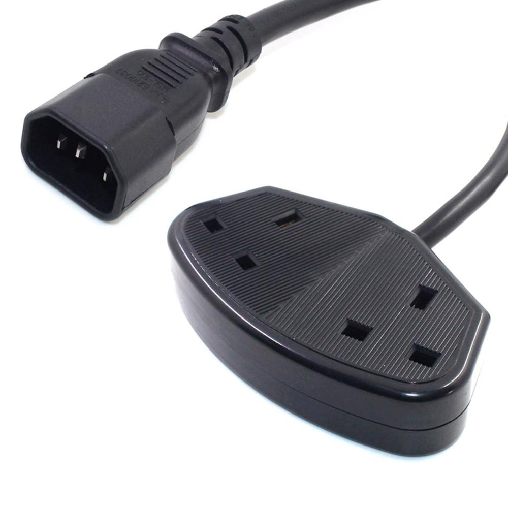 UK Power Extension Computer Cable IEC320 C14 Male Plug to 2 x Female ...