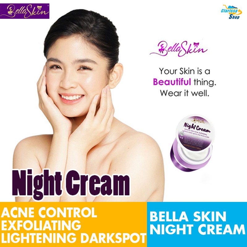 Bella Skin Night Cream Balance skin tone, exfoliates, lightens dark