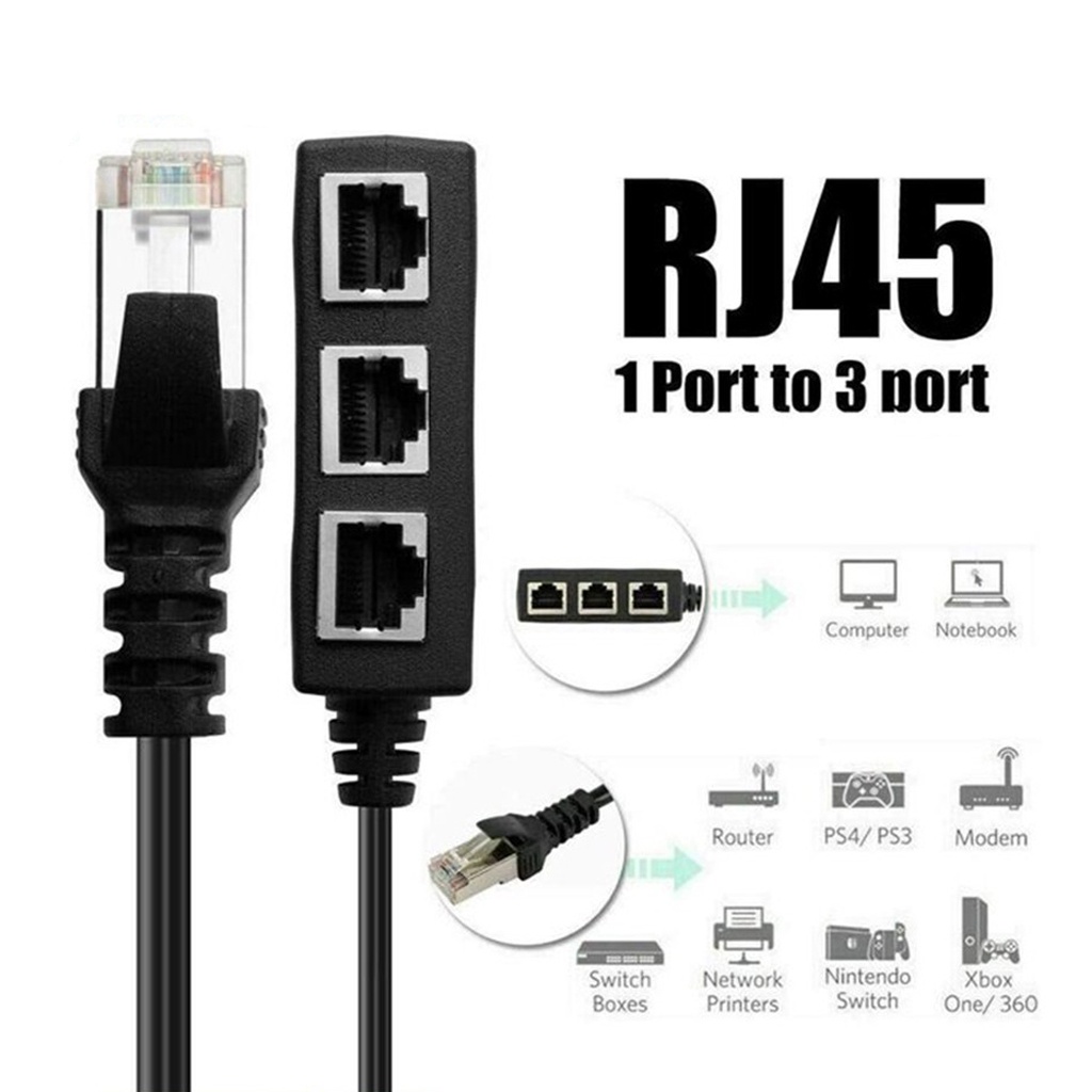 Splitter RJ45 Cable Adapter 1 Male To 3 Female Port LAN