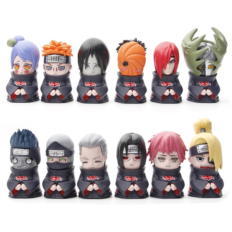 Naruto Chibi 8cm Model - Set Akatsuki Sitting Unique High Quality Pvc 