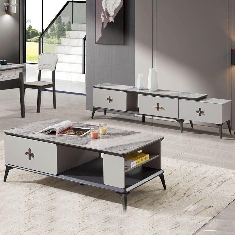 ∏☞ Bright slate TV coffee table combination simple modern telescopic paint TV