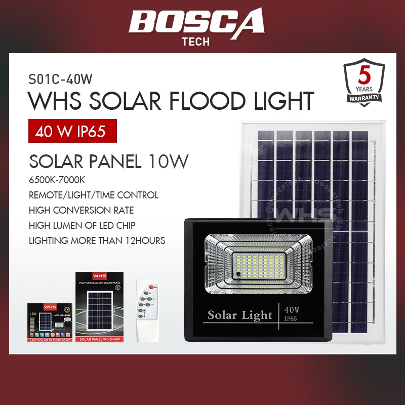 WHS Solar Flood Light LED IP65 S01C 40W W-HS with Solar Panel 10w ...