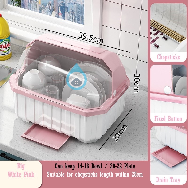 🌠READY STOCK🌠 Plastic Dish Kitchen Rack Storage Box Plate Bowl