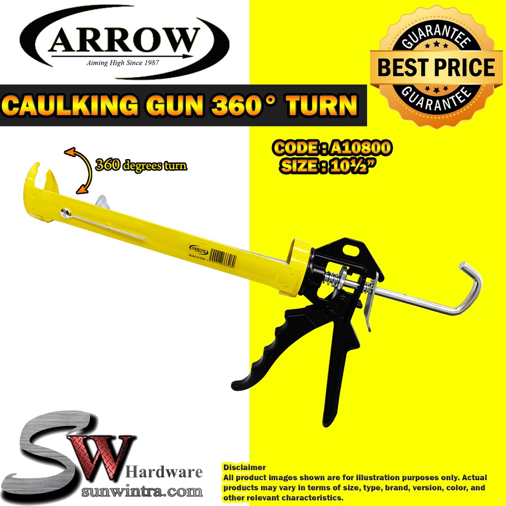 ARROW Heavy Duty 101/2" Yellow Colour Caulking Gun Silicone Gun With