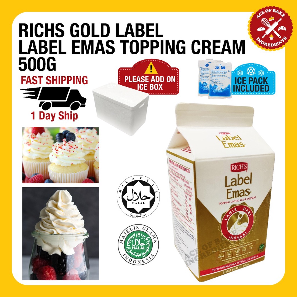 RICHS Rich's GOLD LABEL Whipping Cream 500 gr Whip Topping Emas ...