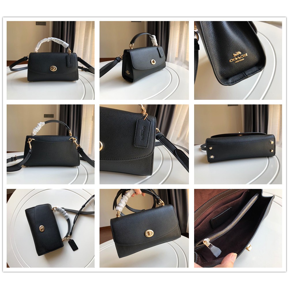 Coach Micro Tilly Top Handle Black Leather Handbag 3077