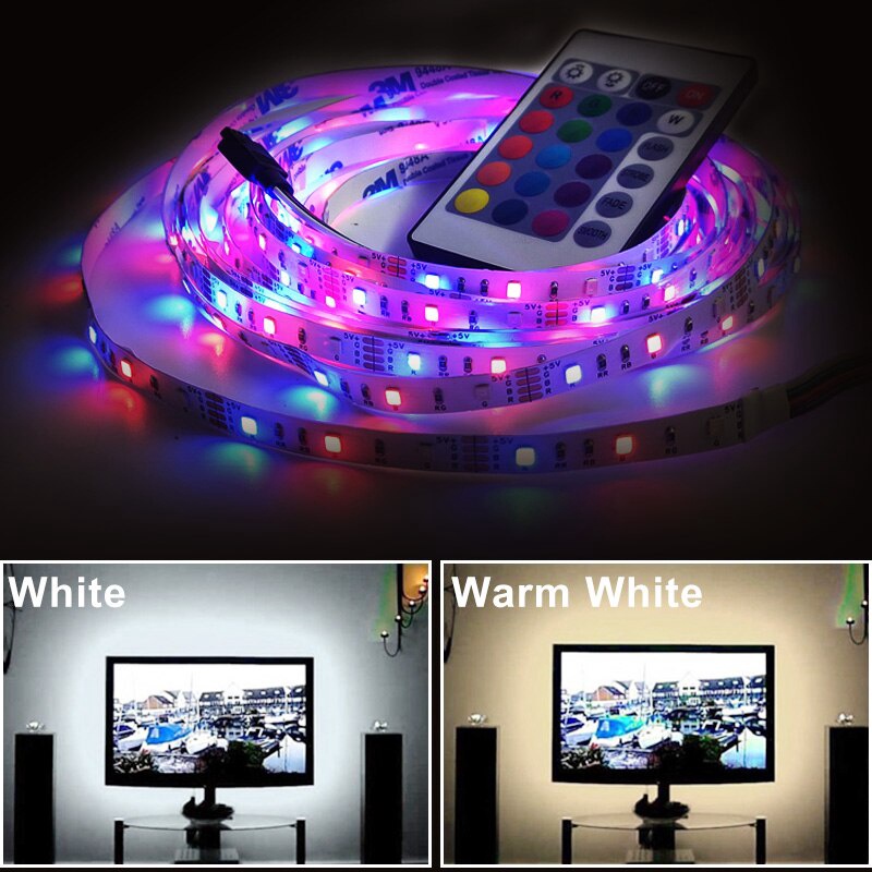 5V 2835 LED Light Strips USB Ribbon Lamp For Party Bedroom RGB TV ...